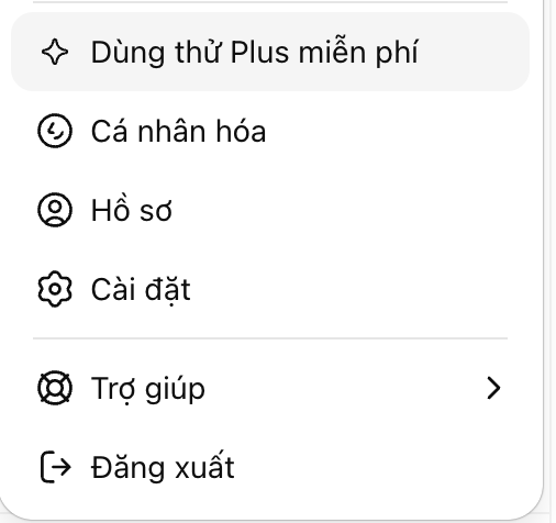 Nếu bạn muốn nâng cấp tài khoản thì chọn "Dùng thử Plus miễn phí"