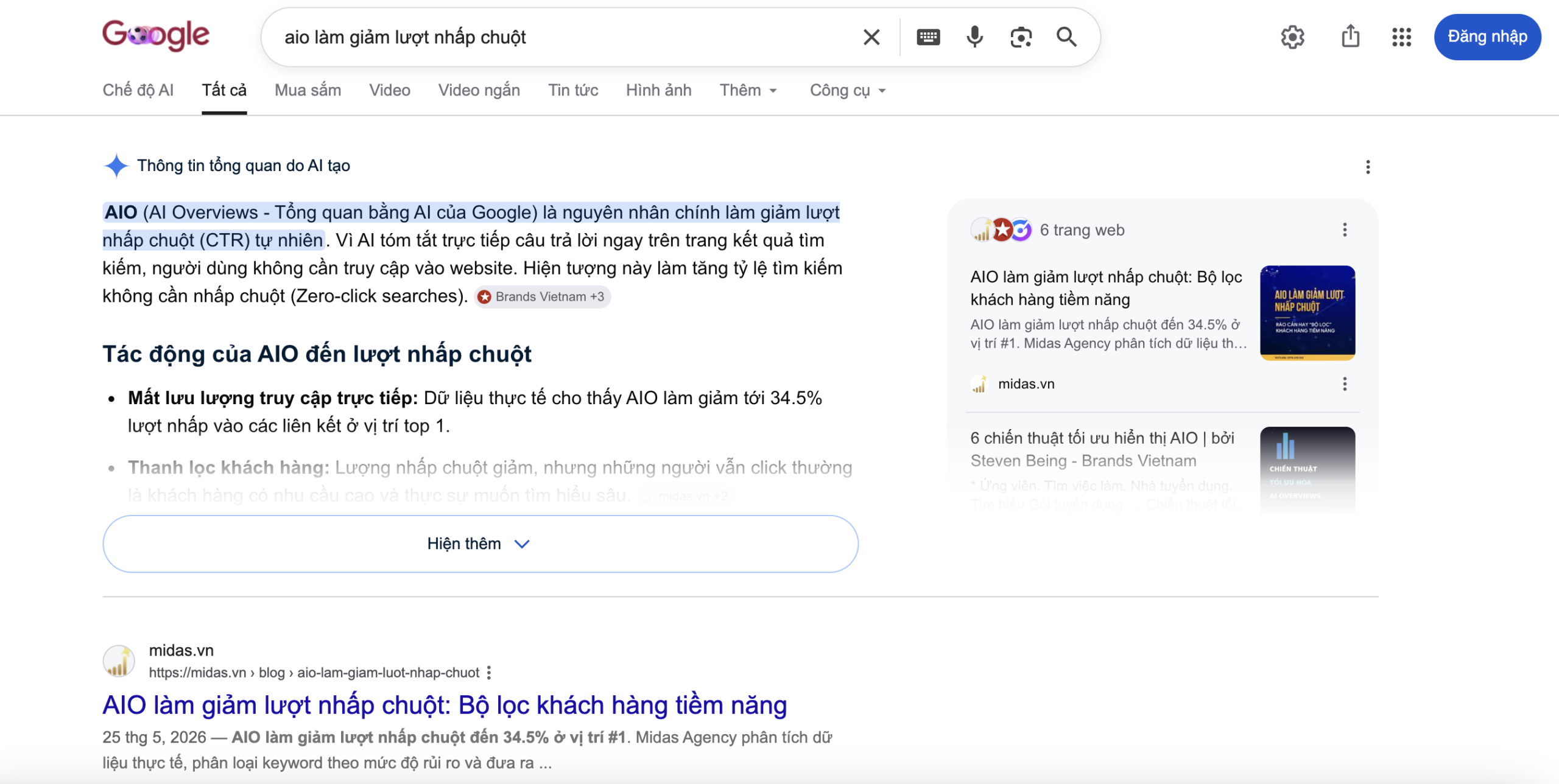 Bài viết tối ưu tốt sẽ hiển thị ở 3 vị trí: AI Overview, Top tìm kiếm và thanh sidebar