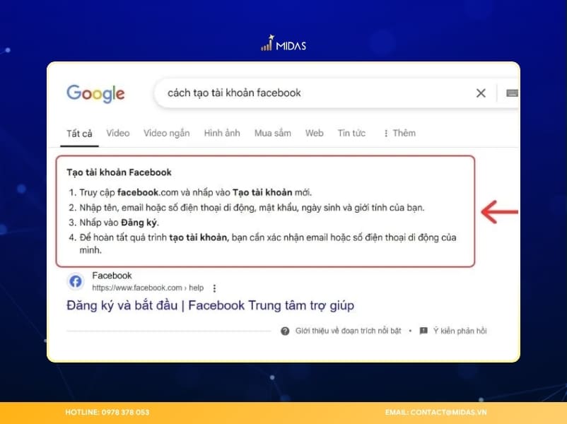 Câu trả lời sẽ được hiển thị dưới dạng đoạn trích nổi bật (Featured Snippets).