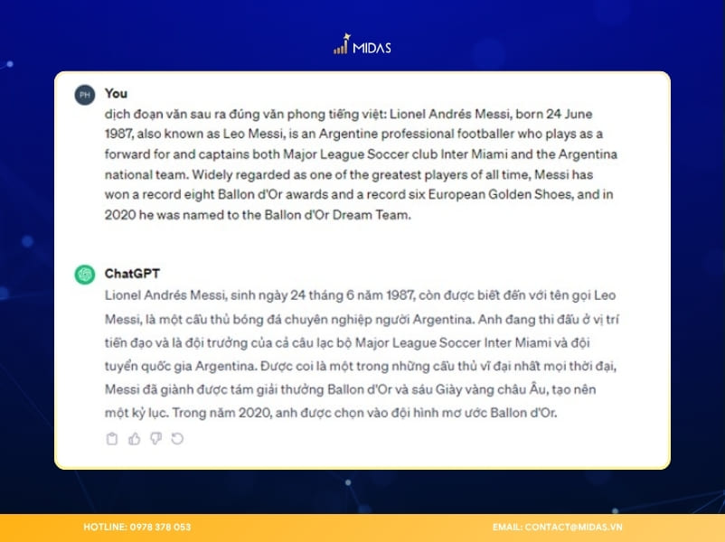 Ví dụ về dịch thuật bằng Chat OpenAI