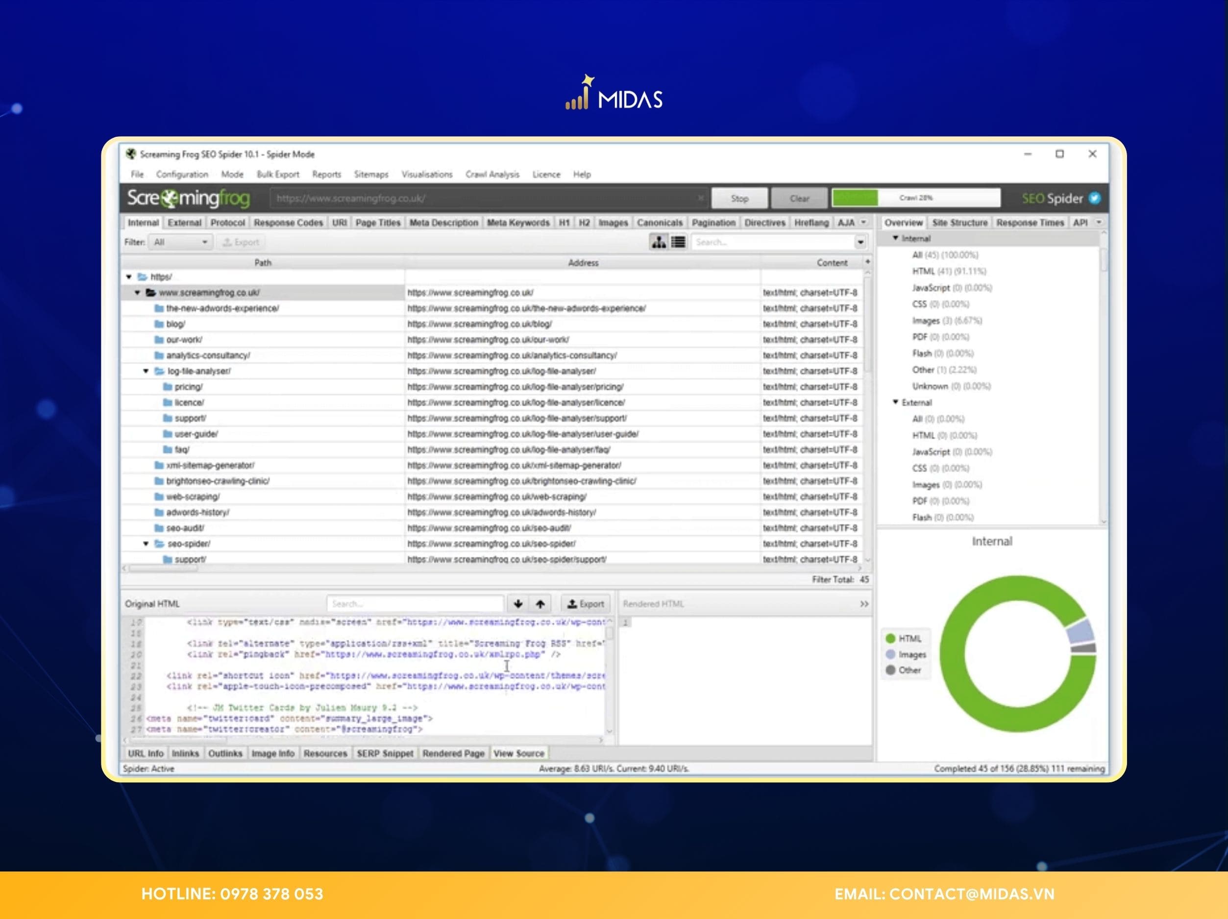 Screaming Frog là phần mềm chuyên dùng để audit website và phân tích Technical SEO