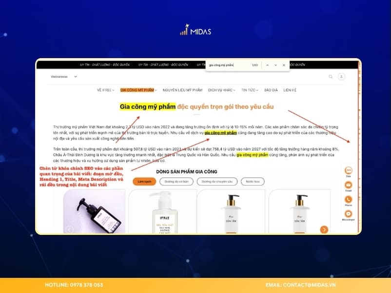 Tối ưu từ khóa tại các vị trí quan trọng