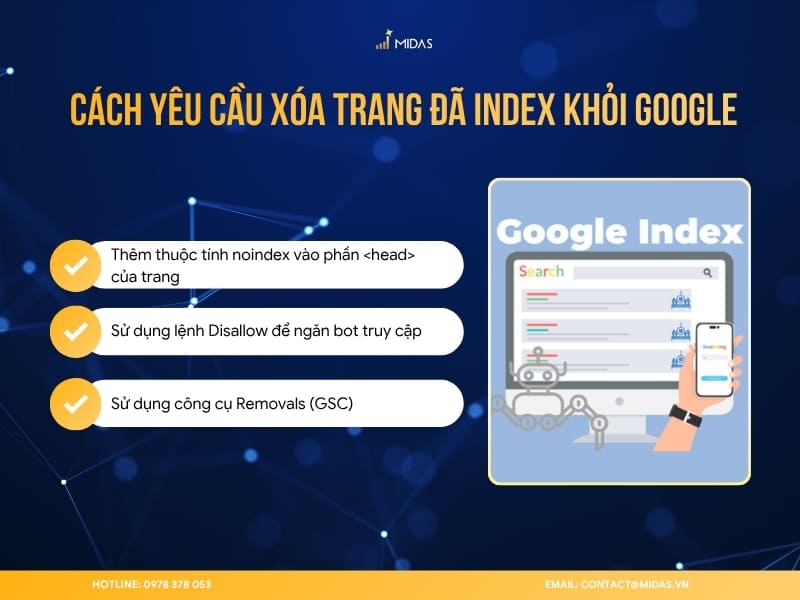 Cách yêu cầu xóa trang đã Index khỏi Google