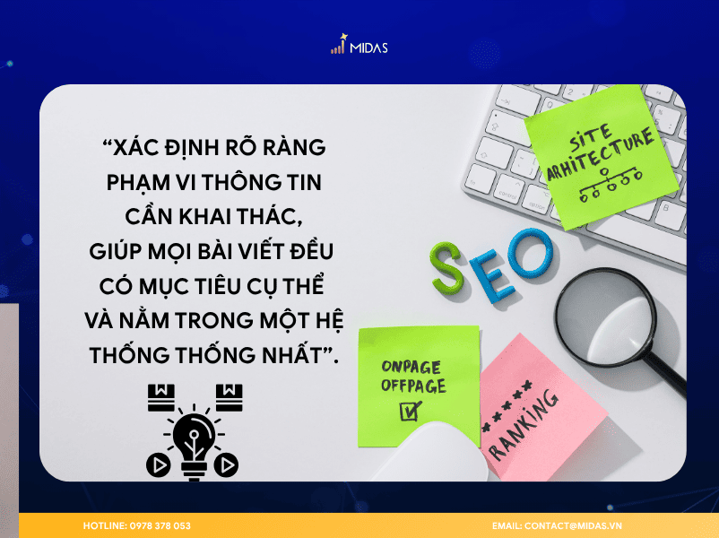 Định hướng phạm vi thông tin và các yếu tố nền tảng trong cấu trúc bài viết chuẩn SEO. 