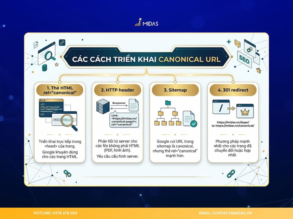 Có 4 phương pháp phổ biến để khai báo tín hiệu chuẩn hóa cho một trang