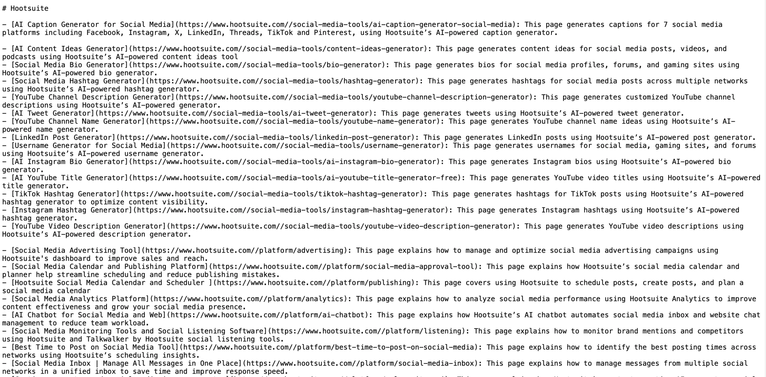 Ví dụ về llms.text của 1 website