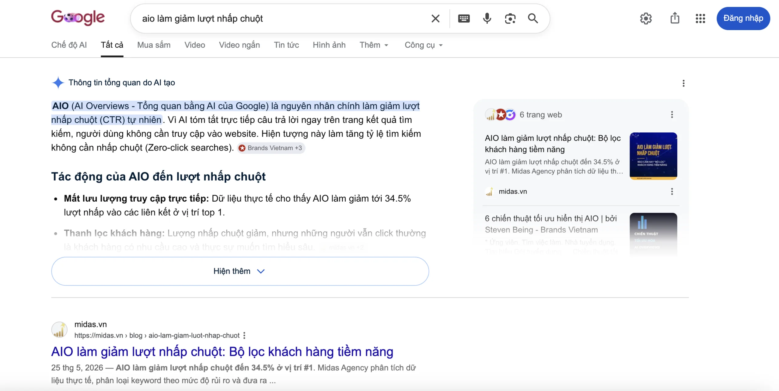 Bài viết tối ưu tốt sẽ hiển thị ở 3 vị trí: AI Overview, Top tìm kiếm và thanh sidebar