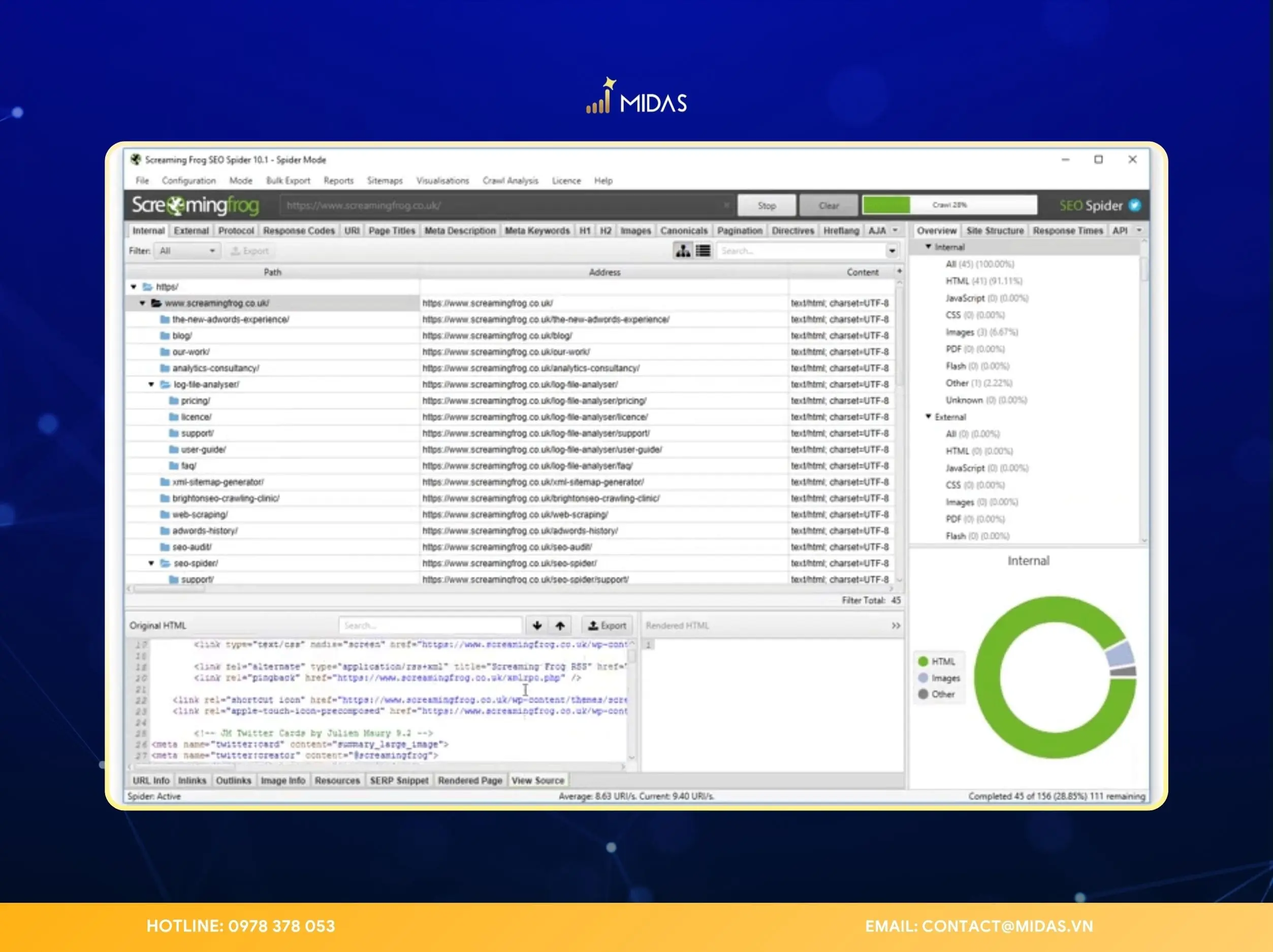Screaming Frog là phần mềm chuyên dùng để audit website và phân tích Technical SEO